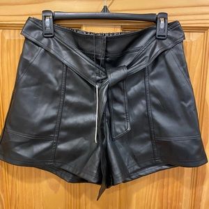 Mustard Seed faux leather black paperbag style shorts